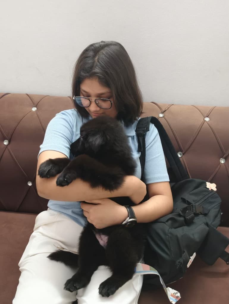 Aditi & Family with Black German Shepherd